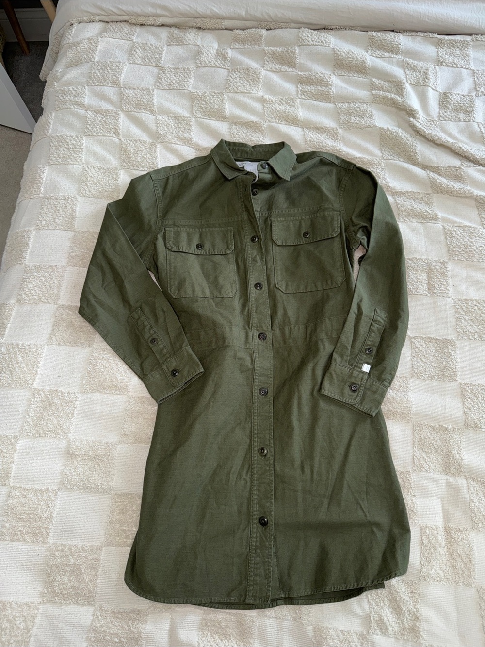 NWT Olive Green‎ Button-Front Shirt Dress size Small